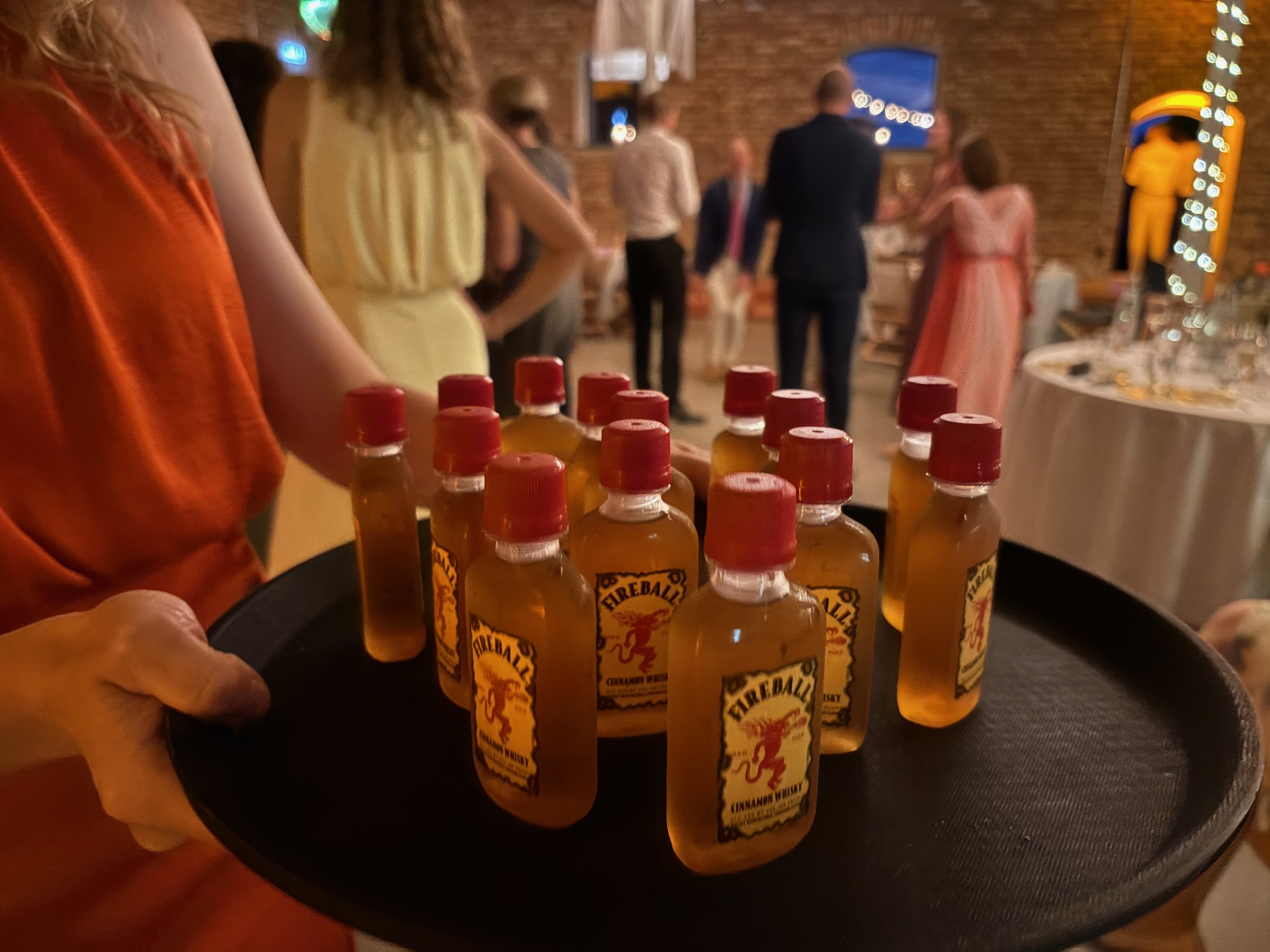 serving platter of Fireball shots